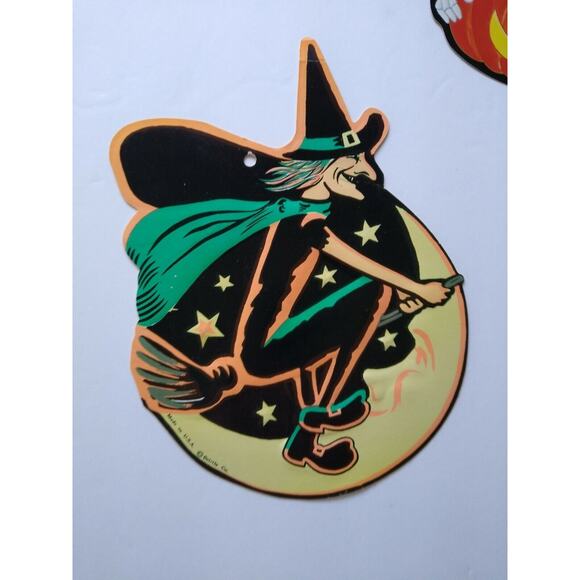 Vintage Halloween Diecuts Wall Decor Skeletons Witches Owls Scarecrow Lot of 7 - Picture 6 of 12